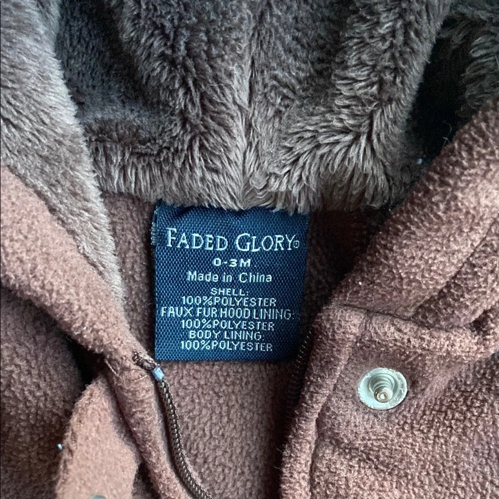 🪷Faded Glory 0-3 Month Fuzzy Bear Winter Sleeper - Picture 2 of 3